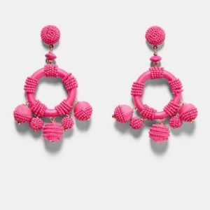 Zara Pink Hoop Statement Dangle Beaded Earrings